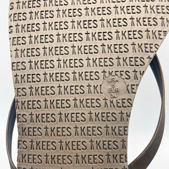 TKEES Womens Lily Square Toe Flip Flop Sandals US 5 B EU 36 Brown Leather NWOB - Picture 14 of 15